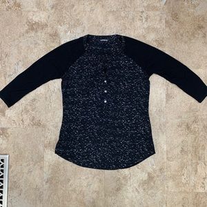Black & White Speckled Half Sleeve Top Express